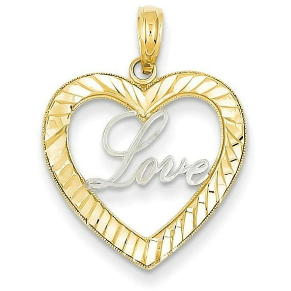 14k Yellow Gold Rhodium D.C LOVE Heart Pendant