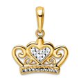 thumbnail image 1 of 14k and White Rhodium Sparkle-Cut Love Heart Crown Pendant Necklace 17.96x14.95mm Wide 1.37mm Thick Pendant for Women, 1 of 2