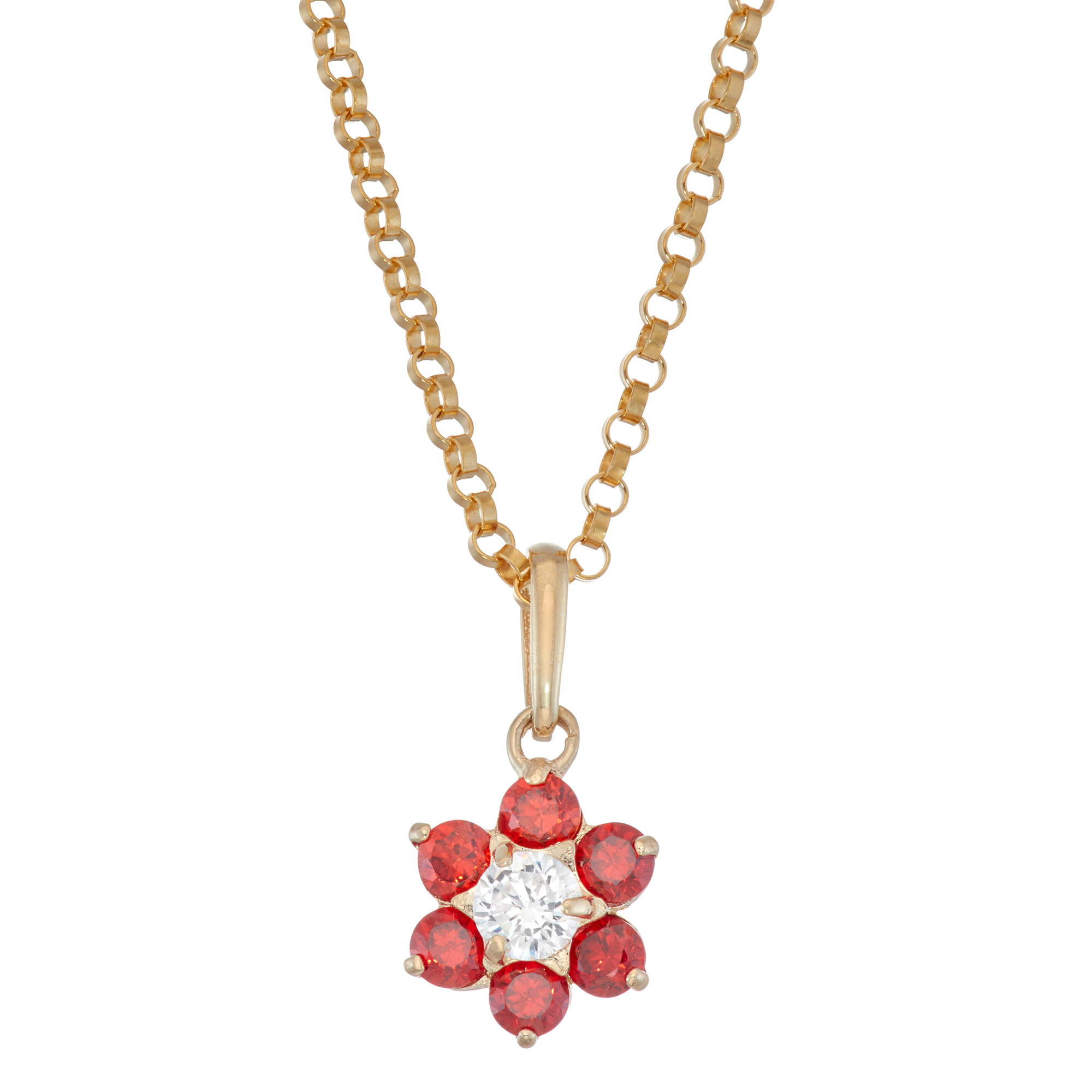 14k gold January Birthstone flower pendant with gold-filled chain
