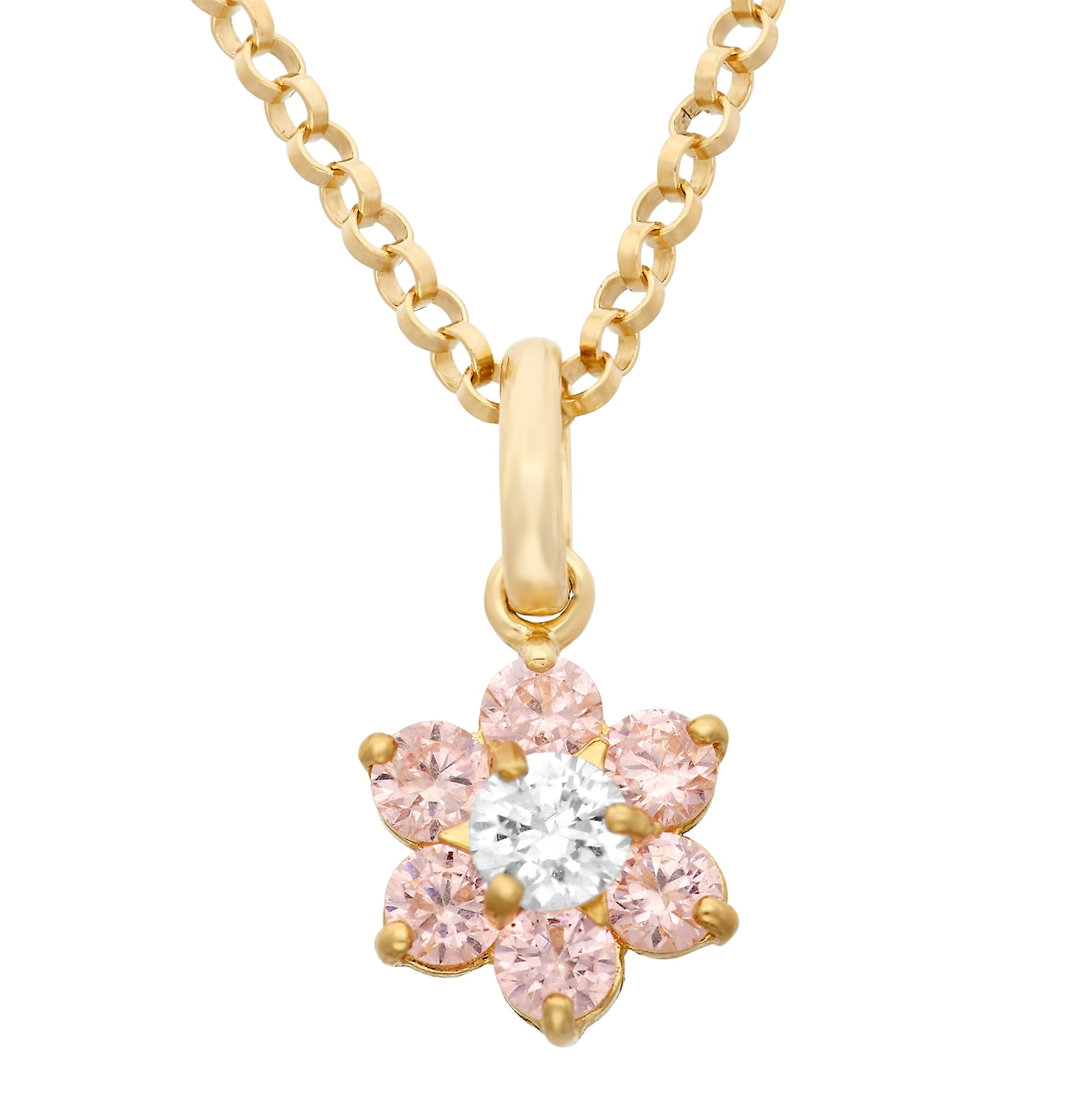 14k gold June Birthstone flower pendant with gold-filled chain