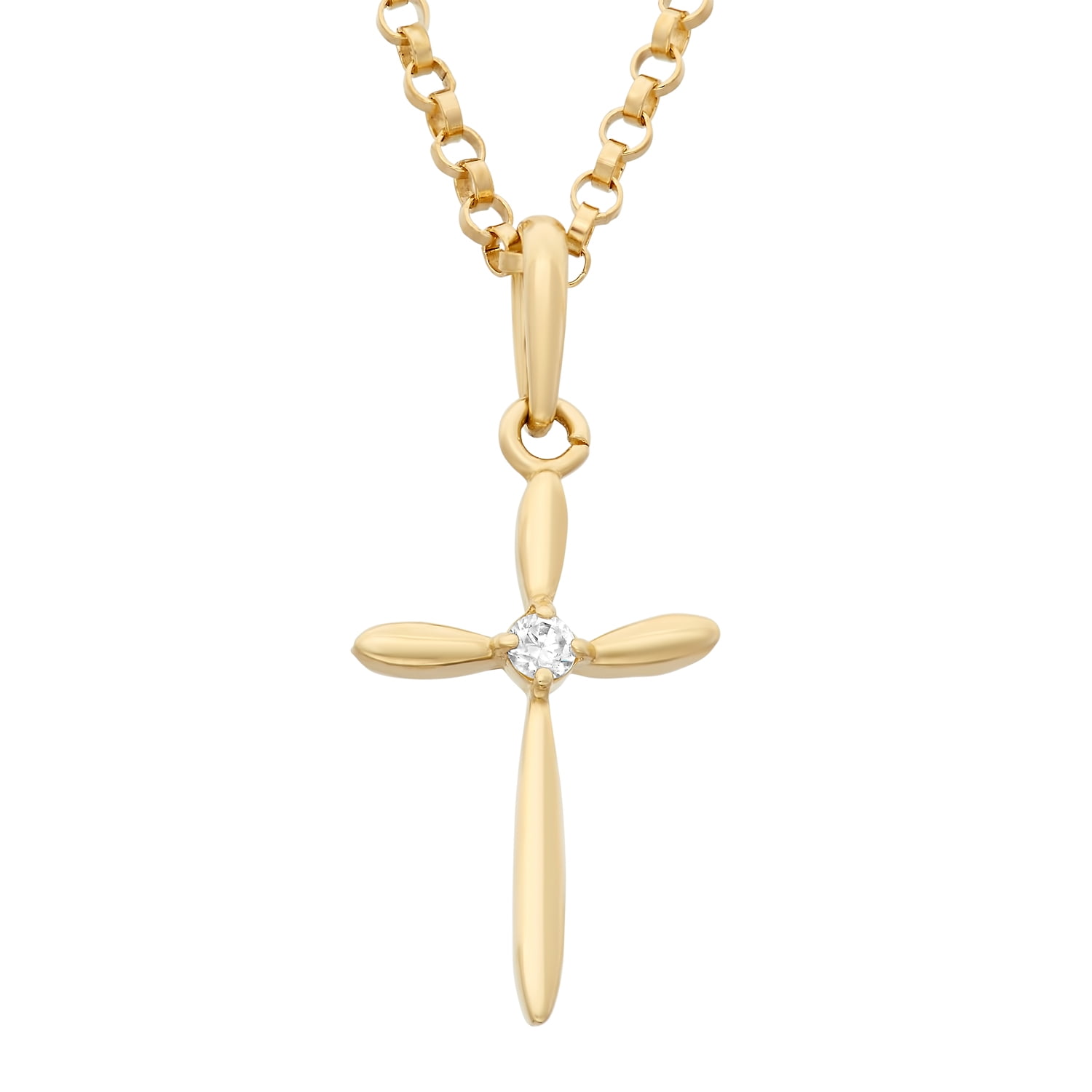 JORDAN BLUE NYC 14k gold cross pendant with gold-filled chain