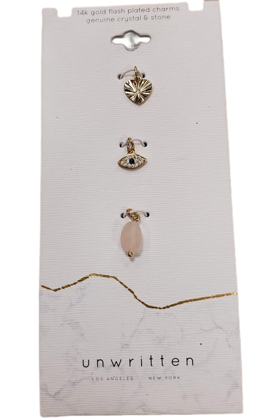 14K Gold Flashed Charms - Crystal  Stone Accents