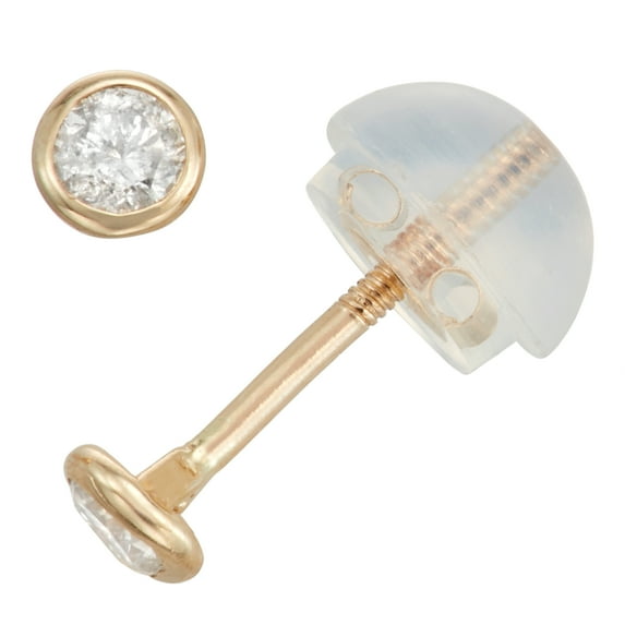 14k gold kid's 0.1 cttw diamond bezel studs