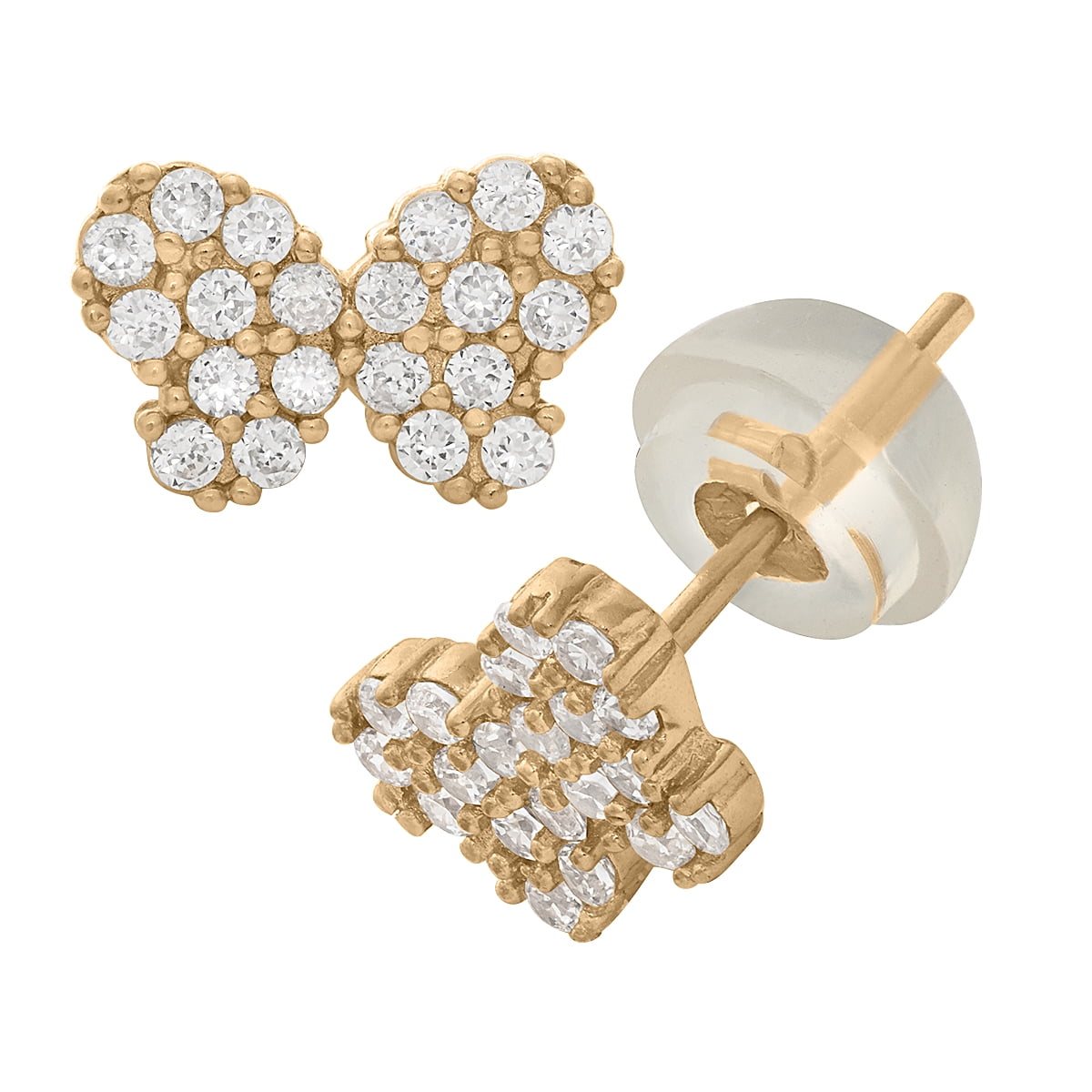 14k gold pave butterfly earrings
