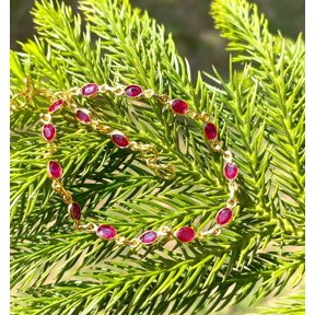 14k gold plated CZ Ruby tennis Bracelet ,CZ tennis bracelet Mens gift