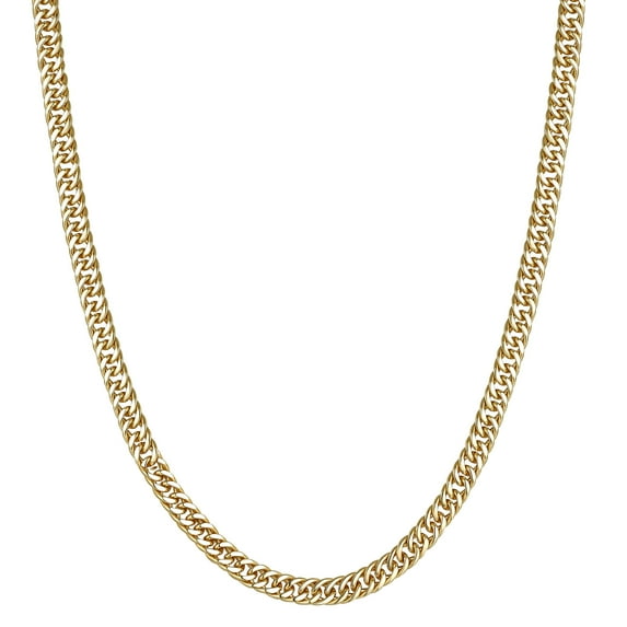 14k gold plated silver men's 18" double curb chain necklace