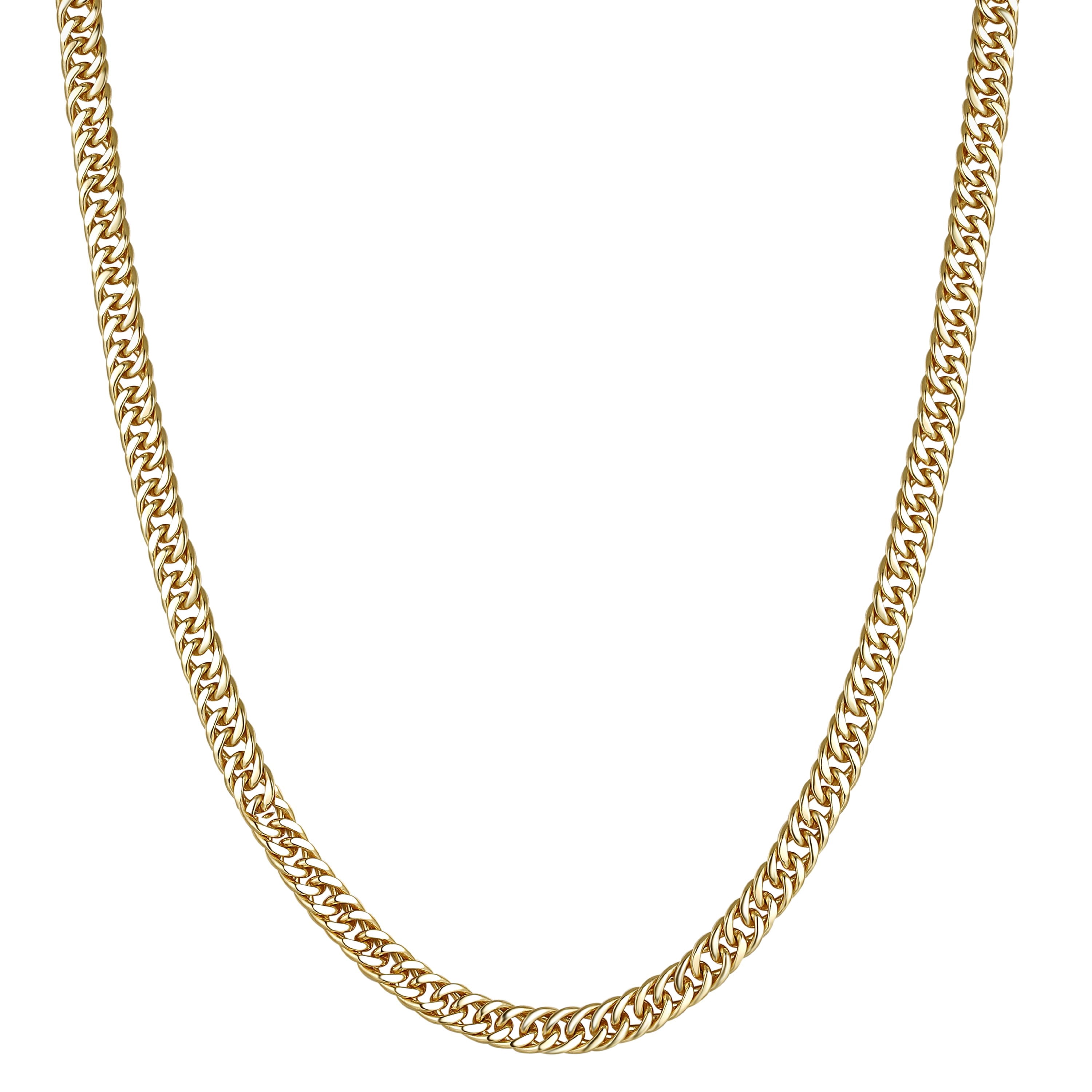 14k gold plated silver men's 24" double curb chain necklace