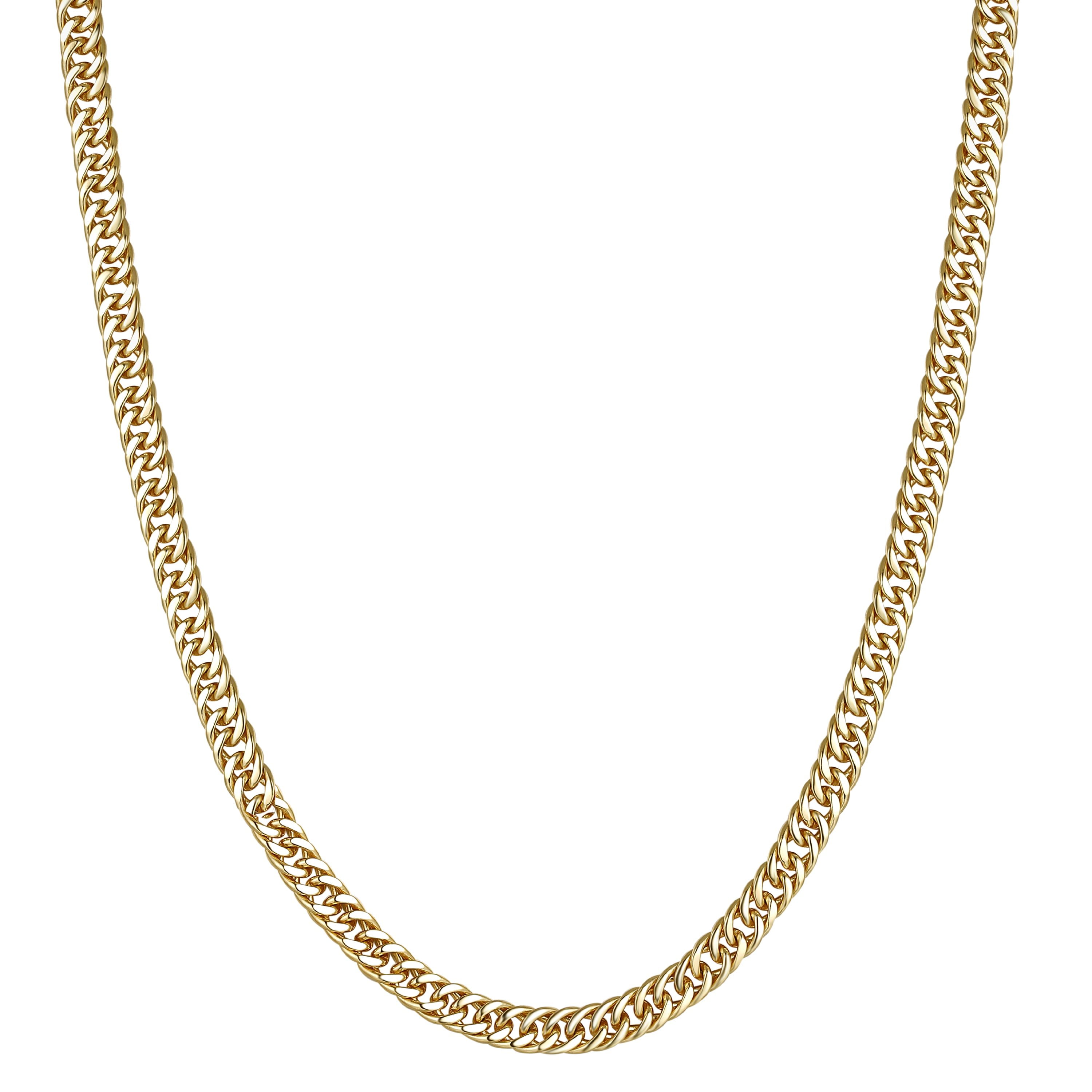 14k gold plated silver men's 30" double curb chain necklace