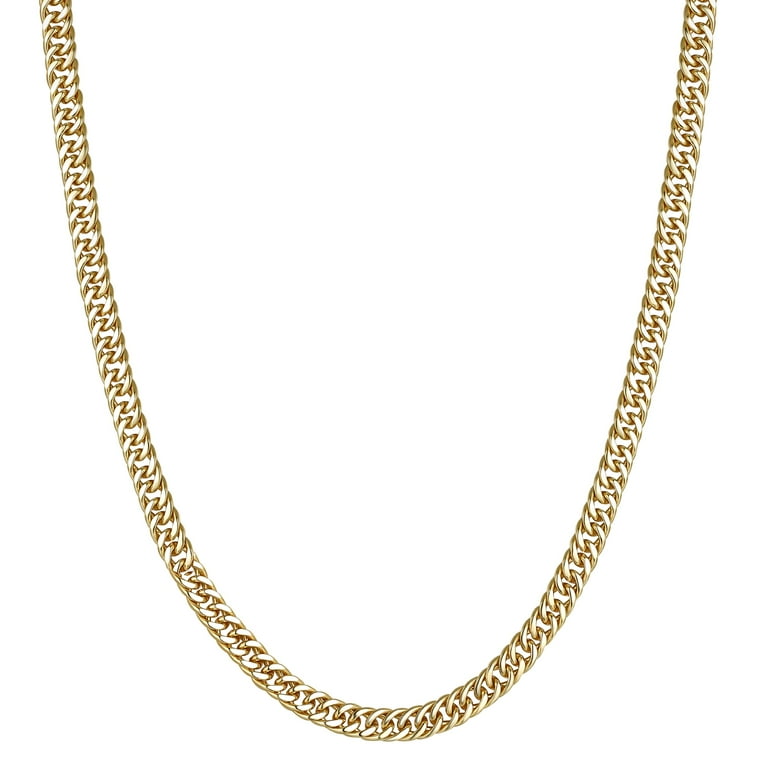 14K Gold Plated Silver Men s 30 inch Double Curb Chain Necklace