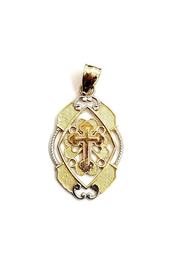 14k solid 3 color gold cross Pendant charm fine gift religious jewelry unisex 2g