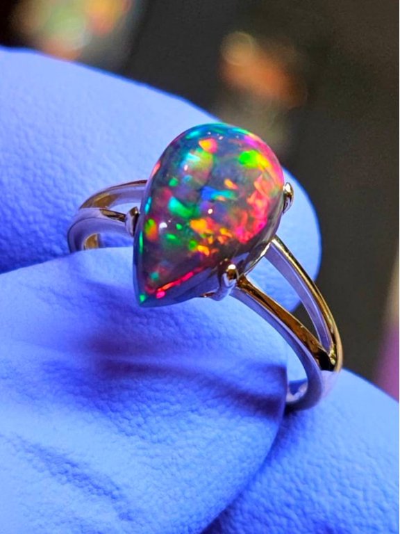 14k solid goldfilled ring, gold engagement ring, black opal, black fire opal Engagement ring