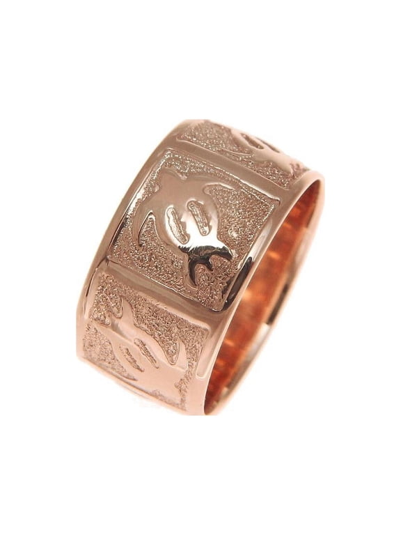 14k solid pink rose gold 8mm custom made Hawaiian honu turtle personalized ring size 10