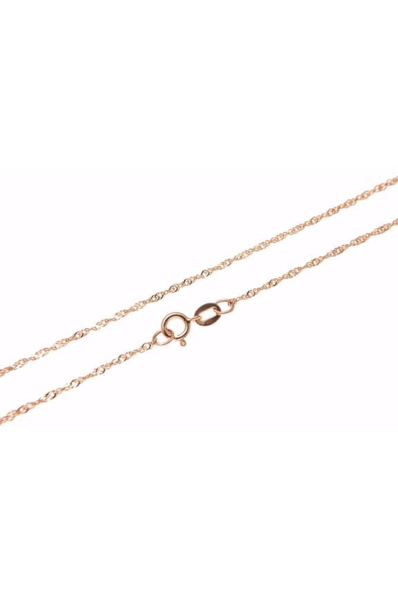 14k solid rose pink gold 1mm singapore chain necklace 16"-24"