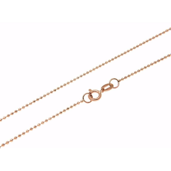 14k solid rose pink gold diamond cut 1mm bead ball chain necklace 16"-24"