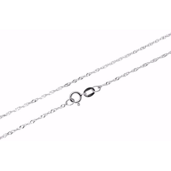 14k solid white gold 1mm singapore chain necklace 20"