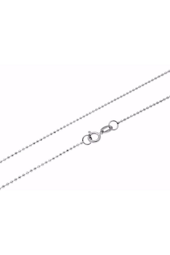 14k solid white gold diamond cut 1mm bead ball chain necklace 22"