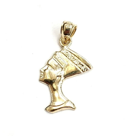 14k solid yellow Gold Egyptian Nefertiti head queen Pendant fine jewelry 1.3g