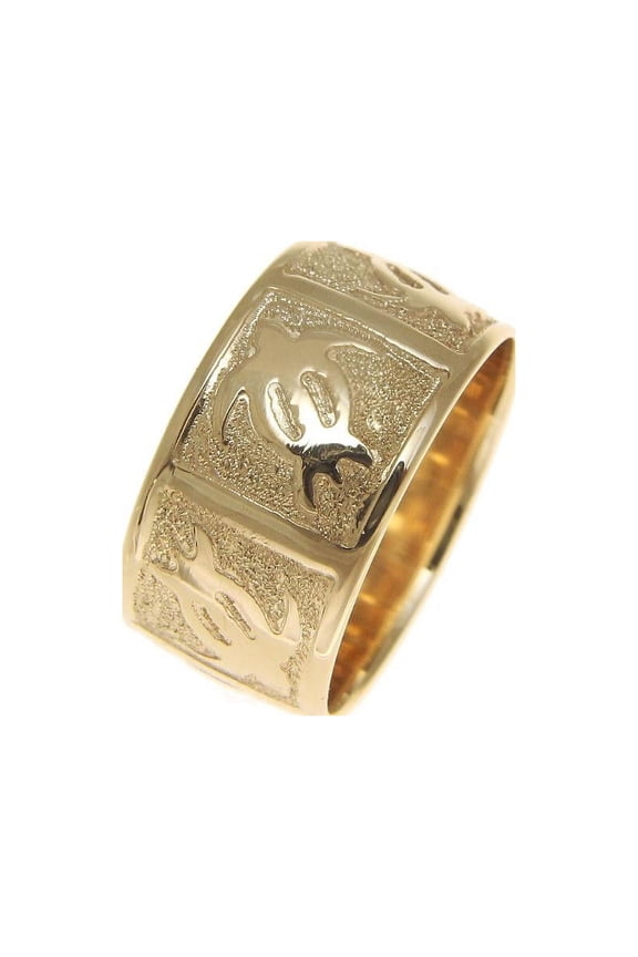 14k solid yellow gold 10mm custom made Hawaiian honu turtle personalized ring size 8