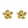 thumbnail image 1 of 14k solid yellow gold 18mm Hawaiian plumeria flower stud earrings, 1 of 3