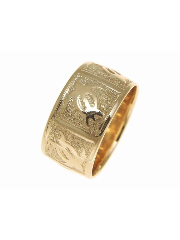 14k solid yellow gold 8mm custom made Hawaiian honu turtle personalized ring size 10.5