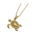 thumbnail image 1 of 14k solid yellow gold shiny Hawaiian sea turtle bling cz slide pendant, 1 of 2