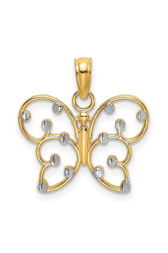 14K Yellow Gold Textured Polished Finish Starfish Bead Design Charm Pendant