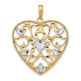 thumbnail image 1 of 14k and White Rhodium Filigree Leaf Accent Heart Charm, 1 of 3