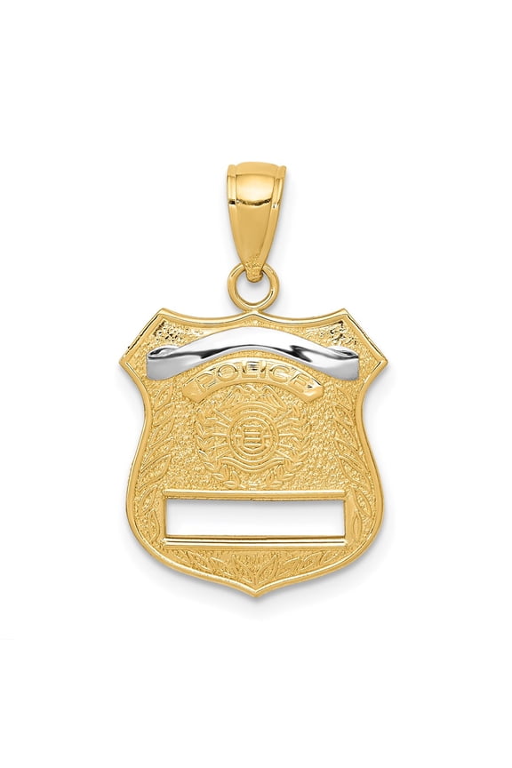 14k Yellow Gold Polished Police Badge Pendant Necklace 20x15mm Wide-Pendant for Women - 1.5 Grams