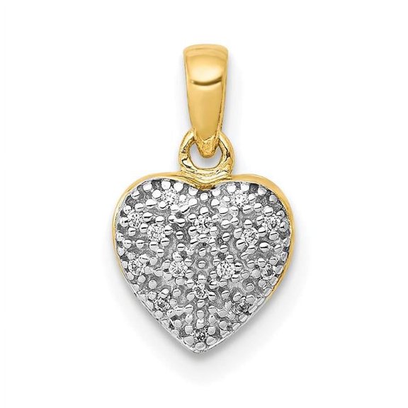 14k and White Rhodium Pave Diamond Heart Pendant PM4873