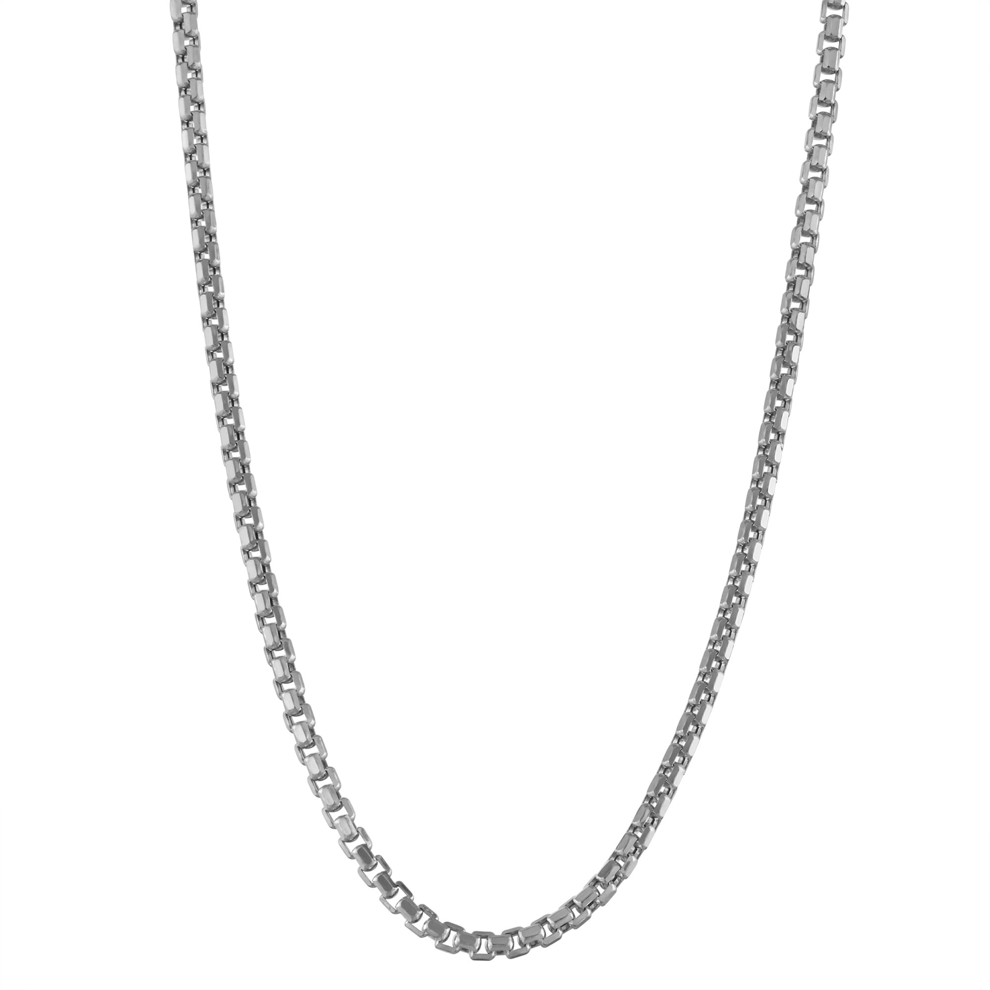 14k white gold 18" men's box chain necklace