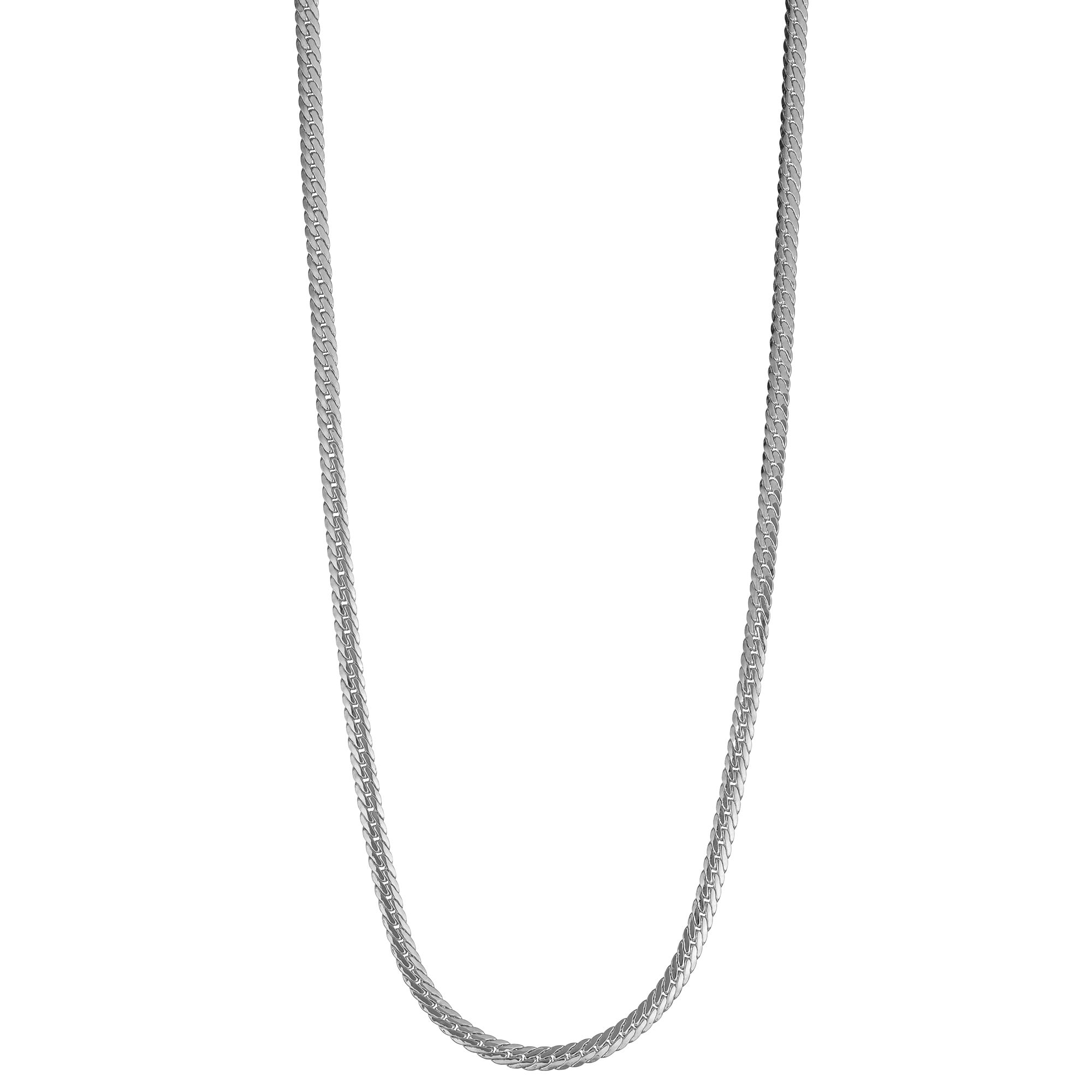 14k white gold 24" herringbone chain necklace