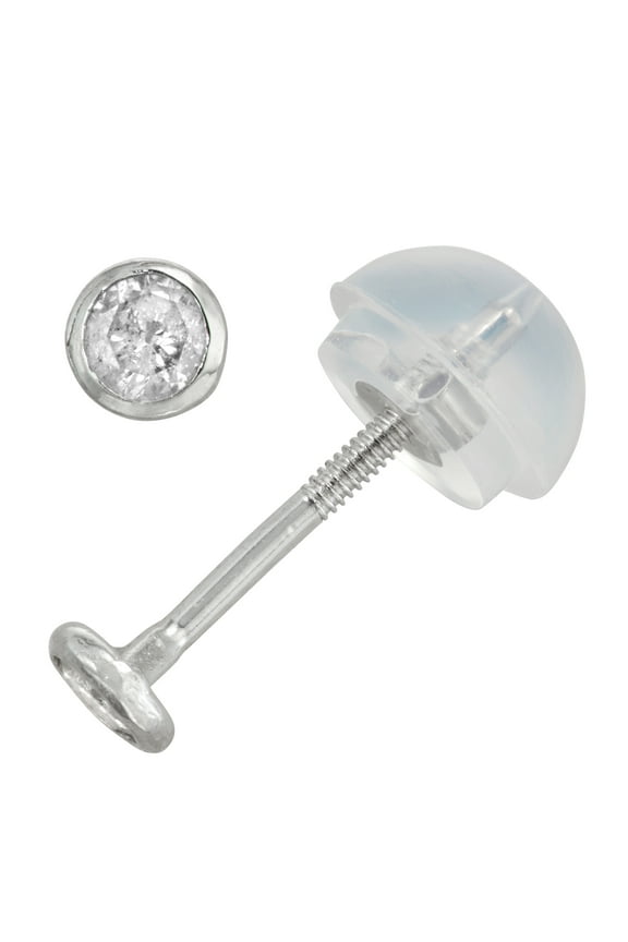 14k white gold kid's 0.1 cttw diamond bezel studs