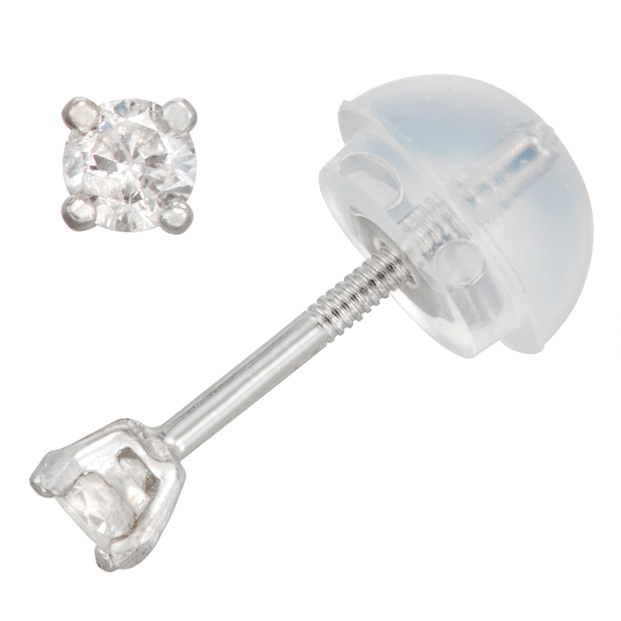 14k white gold kid's 0.1 cttw diamond earrings