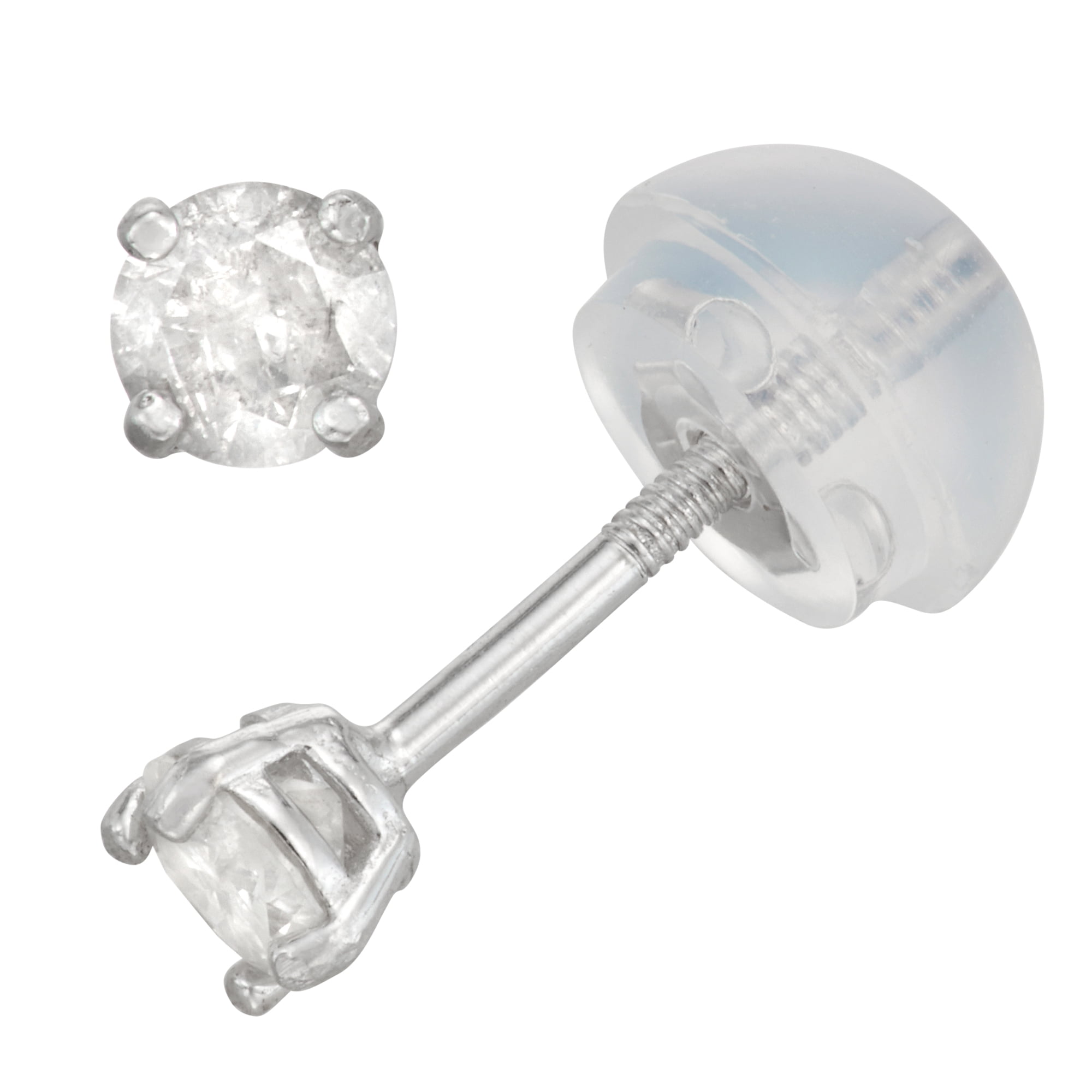 14k white gold kid's 0.2 cttw diamond earrings