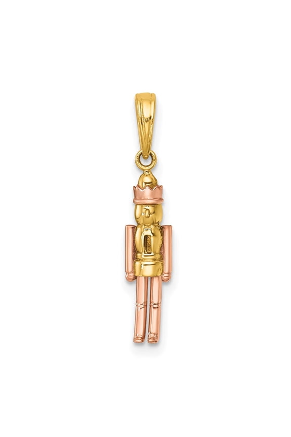 14k Yellow Rose Gold Polished Nut Cracker Charm Pendant