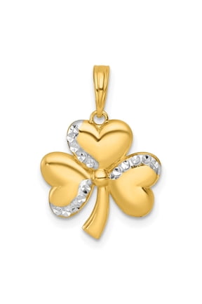 14k Yellow,White Gold Polished 3-Leaf Clover Design Pendant
