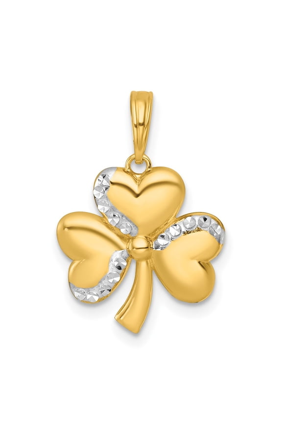 14k Yellow,White Gold Polished 3-Leaf Clover Design Pendant