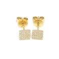thumbnail image 1 of 14k yellow Gold 0.11Ct Round Diamond square stud Earrings Push Back Fastening, 1 of 11