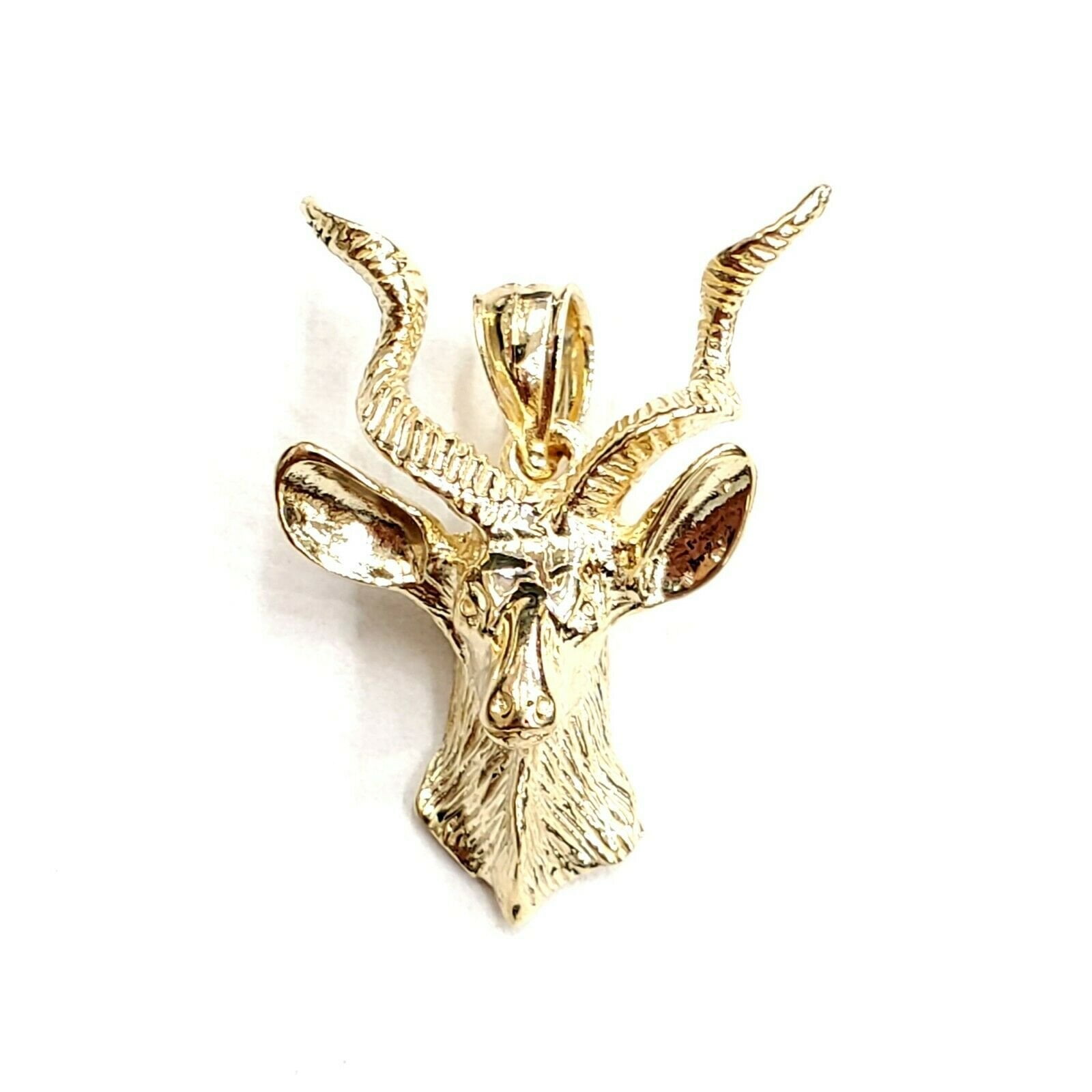 14k yellow Gold 3D deer buck male head Hunting Pendant charm gift