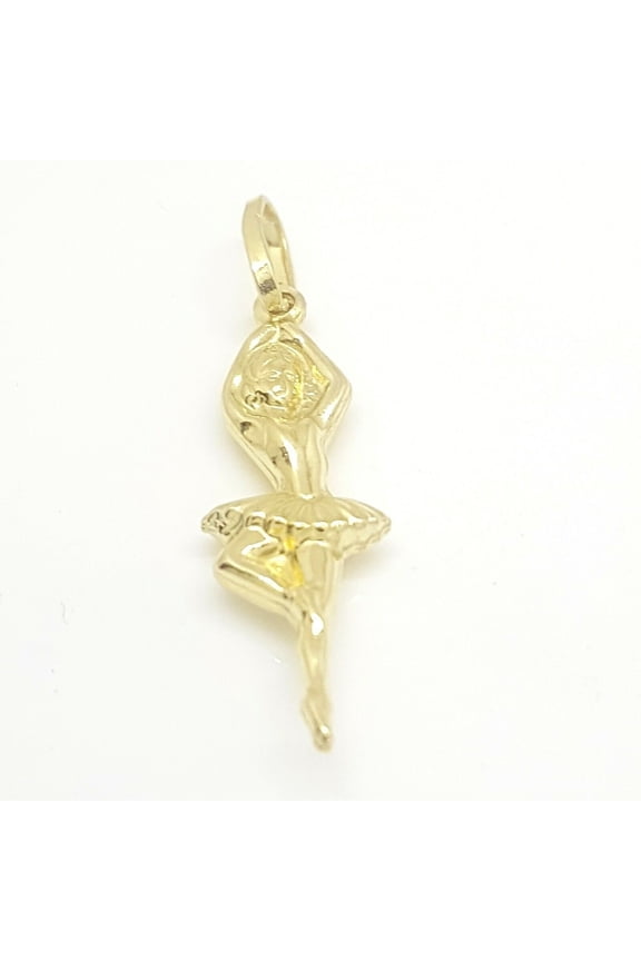 14k yellow Gold 3D hollow ballerina dancer Pendant gift for her fine jewelry  1g