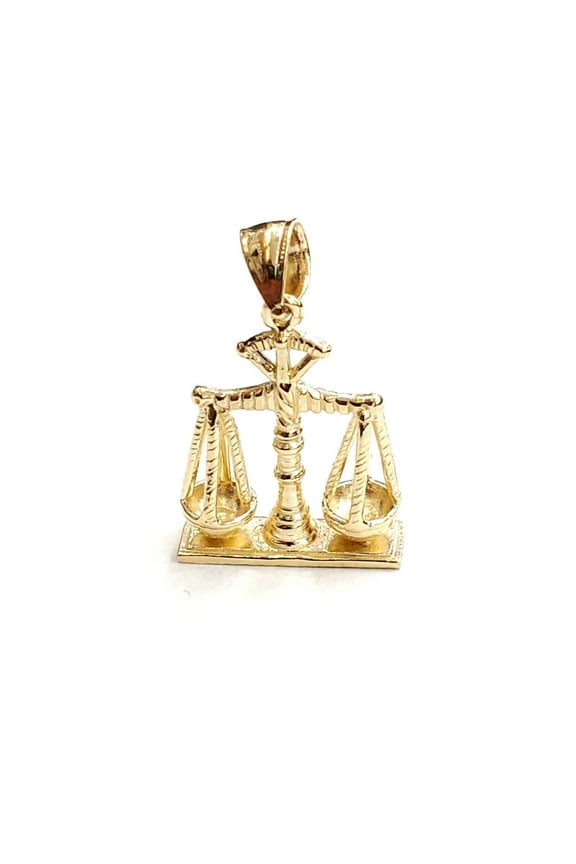 14k yellow Gold 3D libra zodiac sign Pendant scale charm fine gift jewelry 4.4g