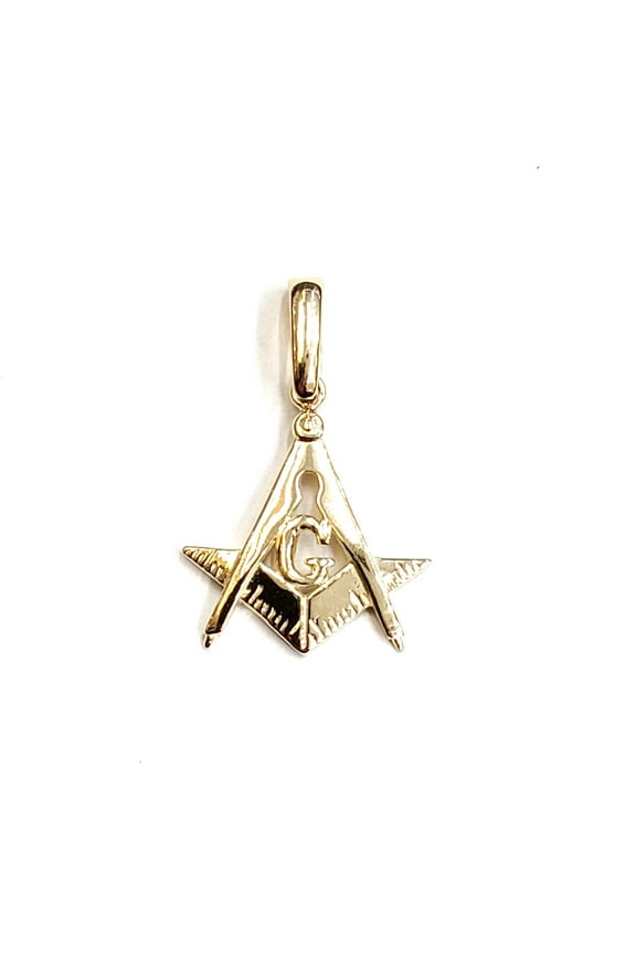 14k yellow Gold Freemason Masonic Pendant charm gift religious fine jewelry 2.3g