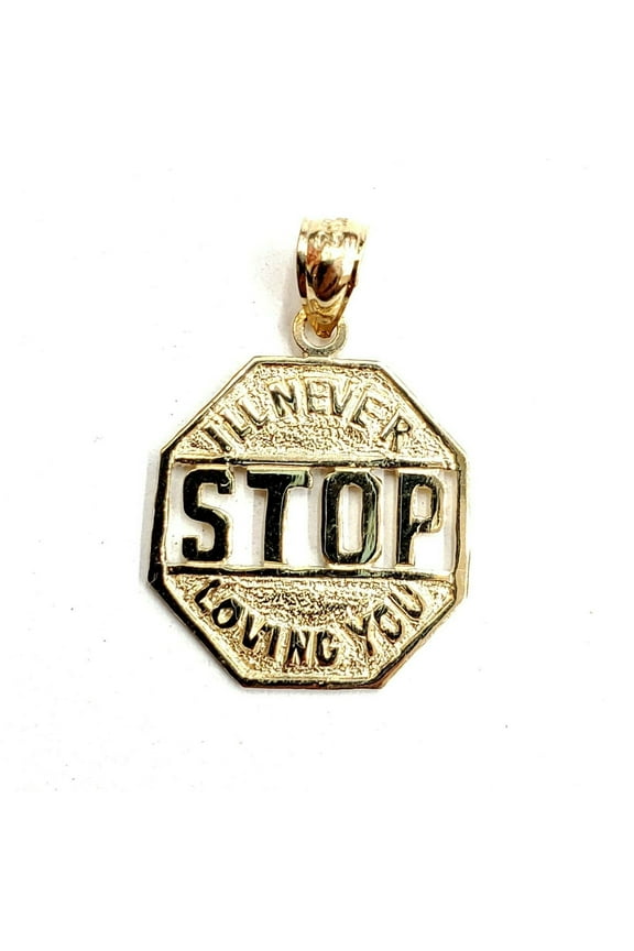 14k yellow Gold I'll never stop loving you Pendant charm gift fine jewelry 1.6g