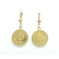 thumbnail image 1 of 14k yellow Gold coin Earrings lever Back fine gift jewelry for women 4.3g, 1 of 12