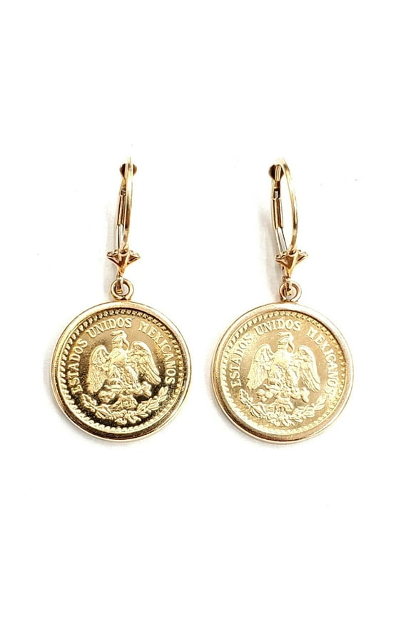 14k yellow Gold coin Earrings lever Back fine gift jewelry for women 5.3g