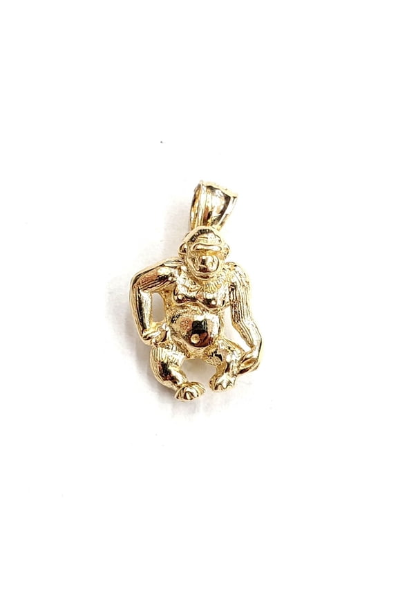 14k yellow Gold solid 3D monkey Ape animal Pendant charm gift fine jewelry 3.5g