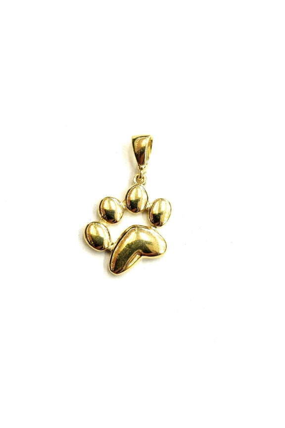 14k yellow Gold solid Tiny dog Paw Print Pendant fine jewelry gift unisex 1.2g