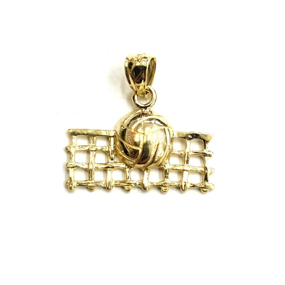 14k yellow Gold volleyball and net Pendant charm sport game fine jewelry 1.7g