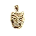 thumbnail image 1 of 14k yellow gold cry later sad face mask drama theater act pendant jewelry 2.5g, 1 of 12