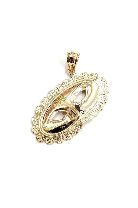 14k yellow gold masquerade face mask drama theater act pendant fine jewelry 3.8g